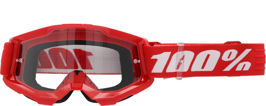 100% Motocross Brille STRATA 2 - Rot-Weiß / Klar