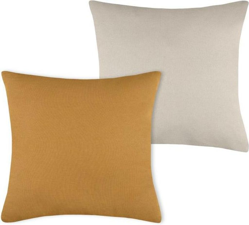STOF | Sofakissen - Dekokissen - DUO - 50x50 cm - Honigfarbe & Hellbeige - Zweifarbiger Kissenbezug - Hochwertige Baumwolle - 1 Stück