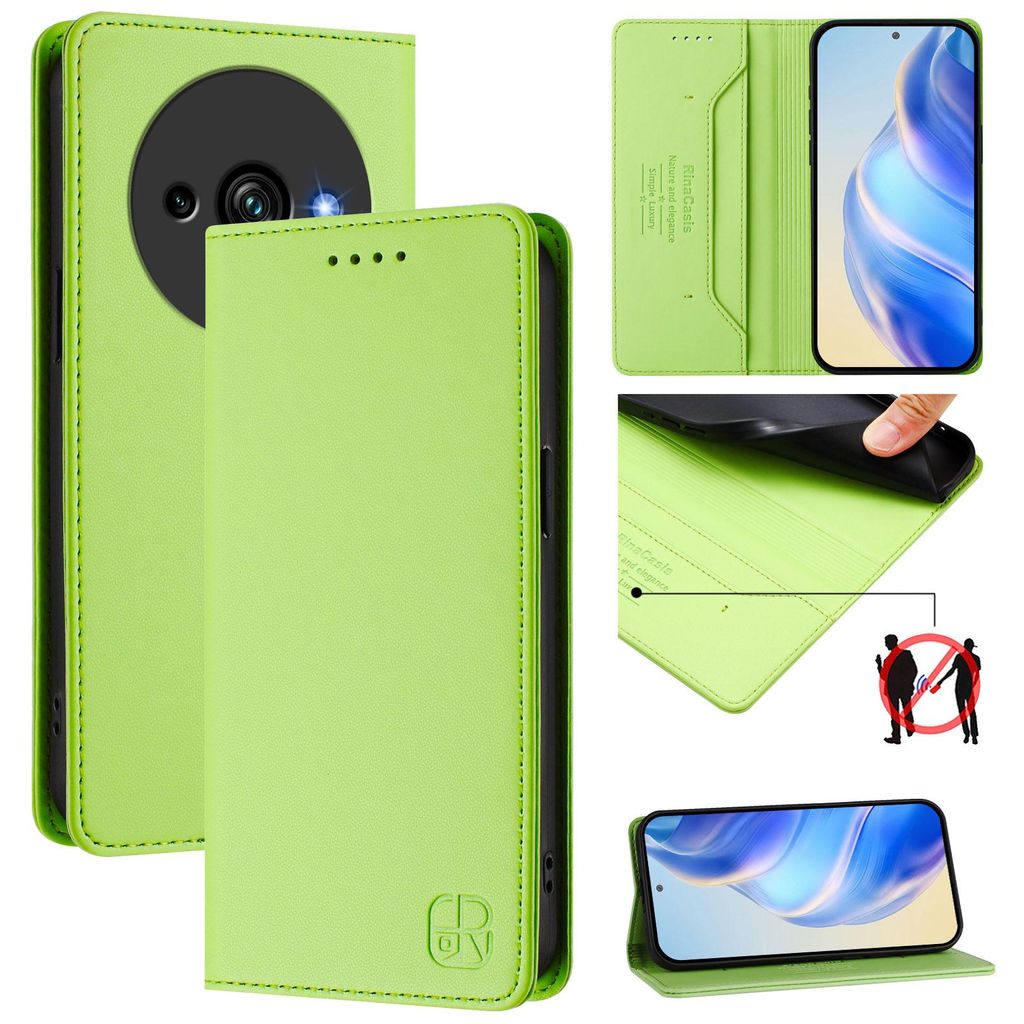 Lederhülle für Oukitel C59 / C59 Pro Hülle Flip Brieftasche Kartenfächern Ständer Schutzhülle Grün
