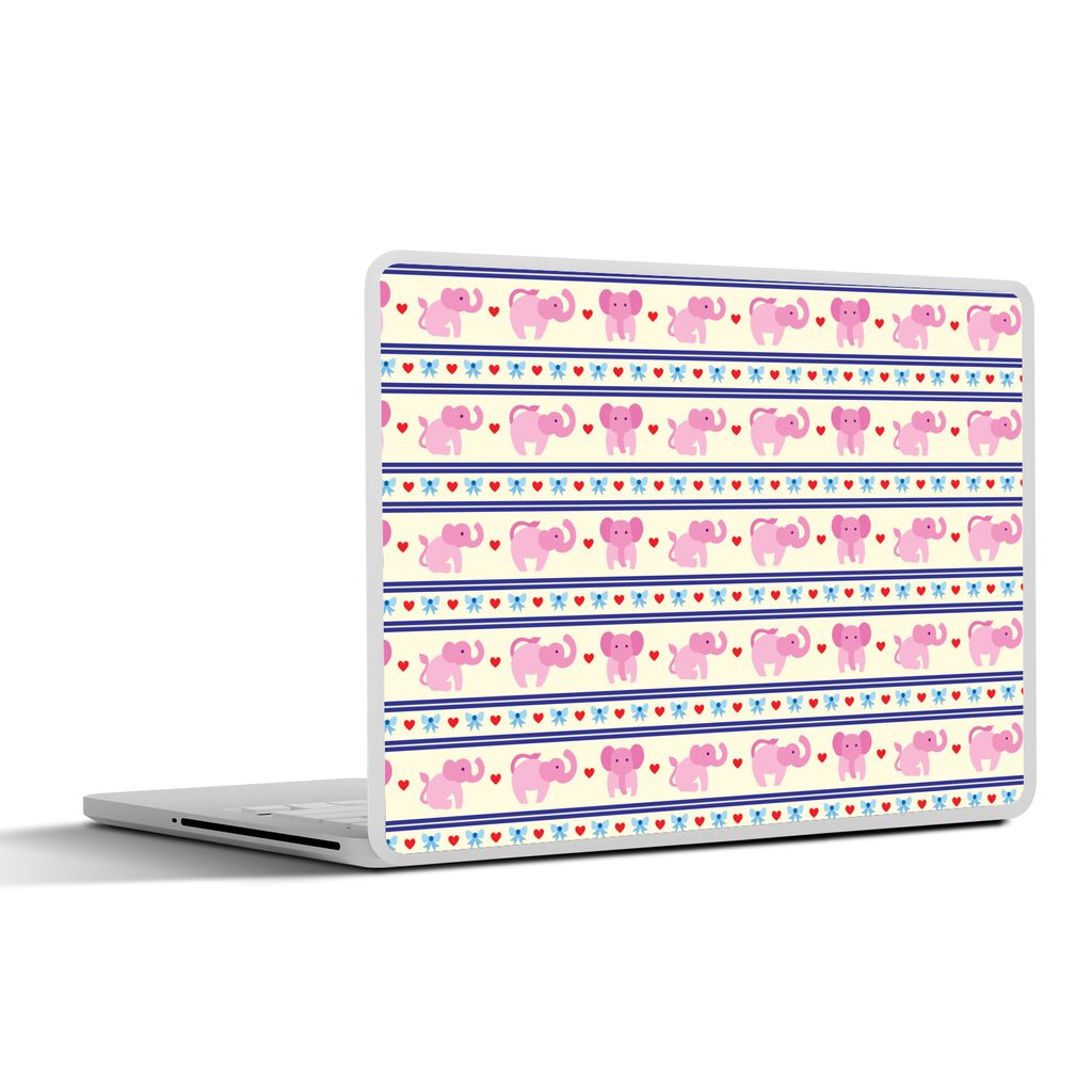 MuchoWow Laptop Aufkleber Sticker Cover Rosa - Elefant - Linie - Design 36.5x27.5 cm - Laptop-Sticker
