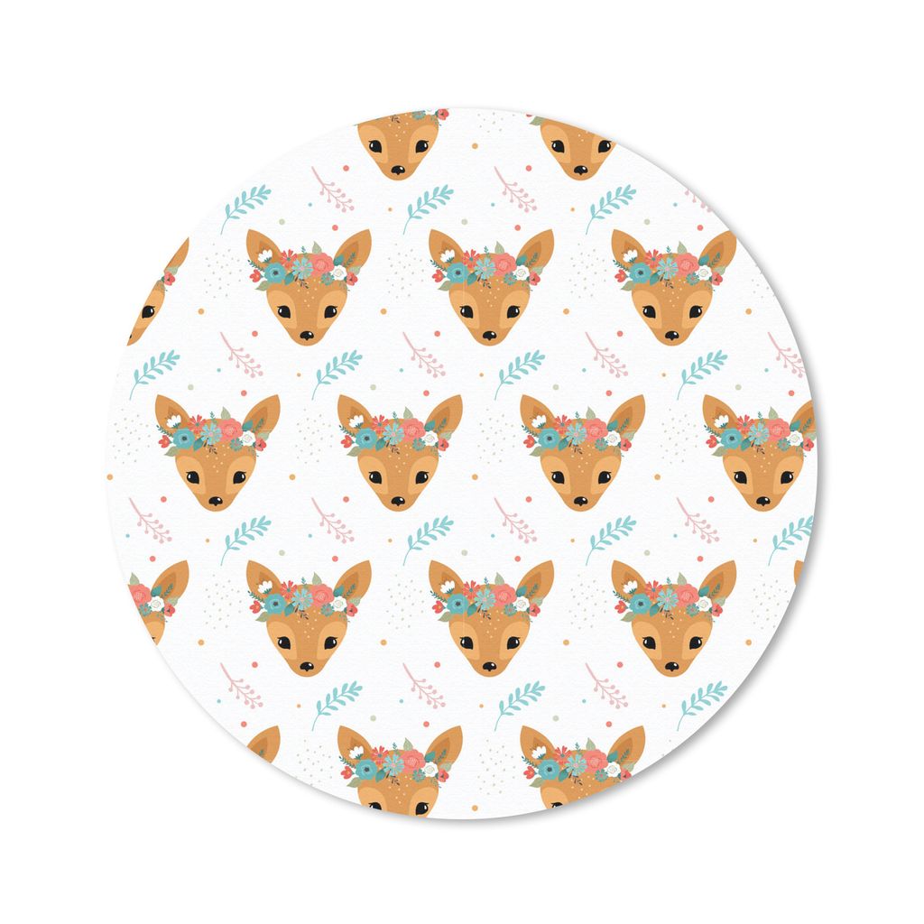 MuchoWow Mauspad Mousepad Hirsche - Blumen - Blätter - Design 50x50 cm - Mousepads - Maus Mat - Pad - Mausunterlage - Vinyl