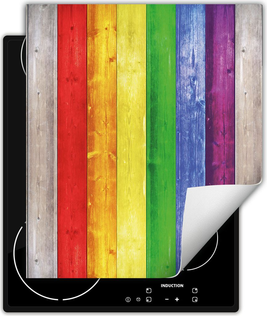 DarHaus Herdabdeckplatte 45x52 cm Anti Rutsch Matte Aufrollbar, bunt - Holz
