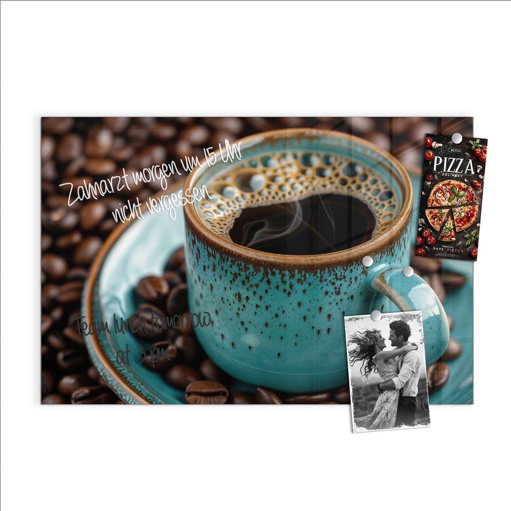Magnettafel 90x60cm Pinnwand Whiteboard beschreibbar - Kaffee mit Tasse