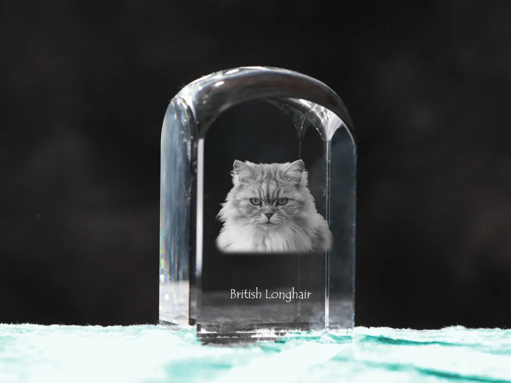 Souvenir Canin Inaltérable Cube Cristal Chien Britannique Poil Long