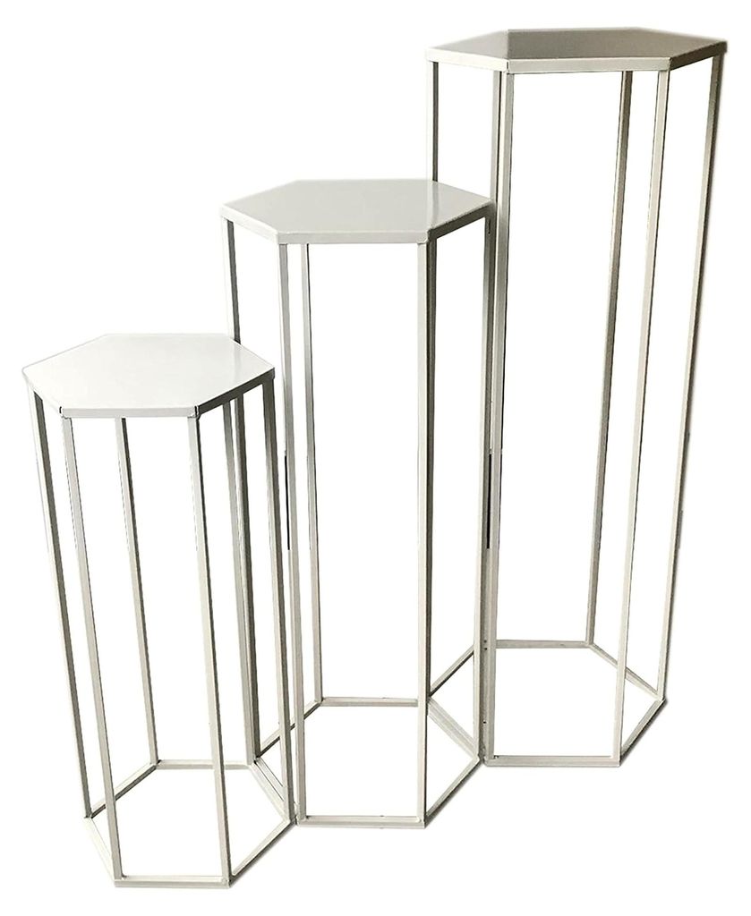 Gigogne X3 Metall Weiß Tisch Schreibtisch Konsole Sellette Möbel Innenbereich, 60 x 30 x 26 cm