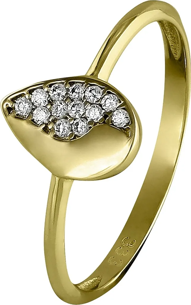 Bague feuille or bicolore et zirconia T54 GoldDream pour mariage et soirée