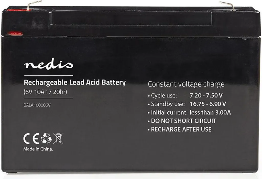 Batterie Plomb-Acide Nedis 6V 10000mAh Rechargeable pour Haute Performance