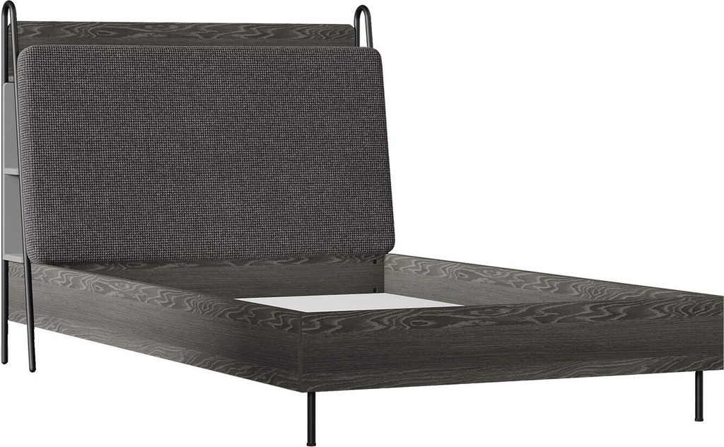 Bett in Schwarz und Eiche Optik
