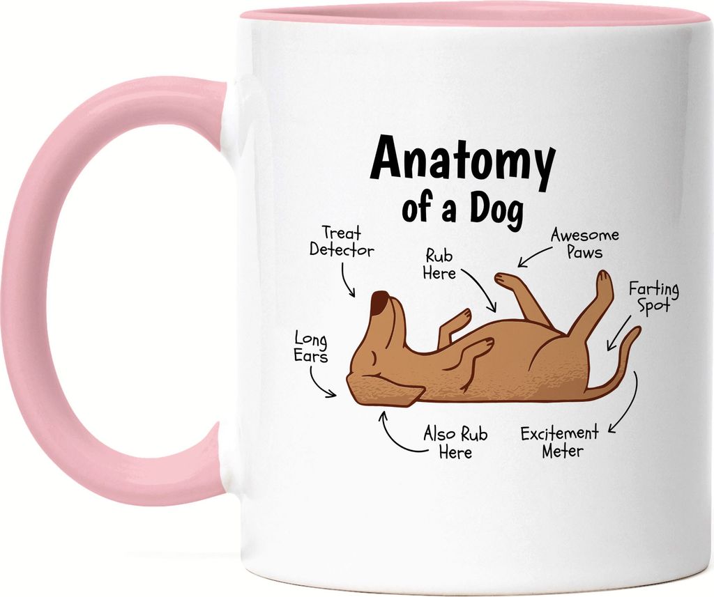 Dog Anatomy Hunde Anatomie Tasse Rosa Mit Hund Motiv Für Hundebesitzer Hundeliebhaber Hundemama Hundepapa