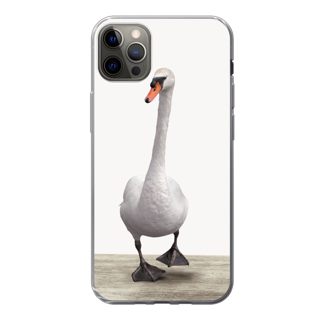 MuchoWow Handyhülle Schutzhülle Hülle für iPhone 12 Pro Max Schwan - Tiere - Vogel - Jungen - Mädchen - Kinder Silikon Softcase Handy Hülle...