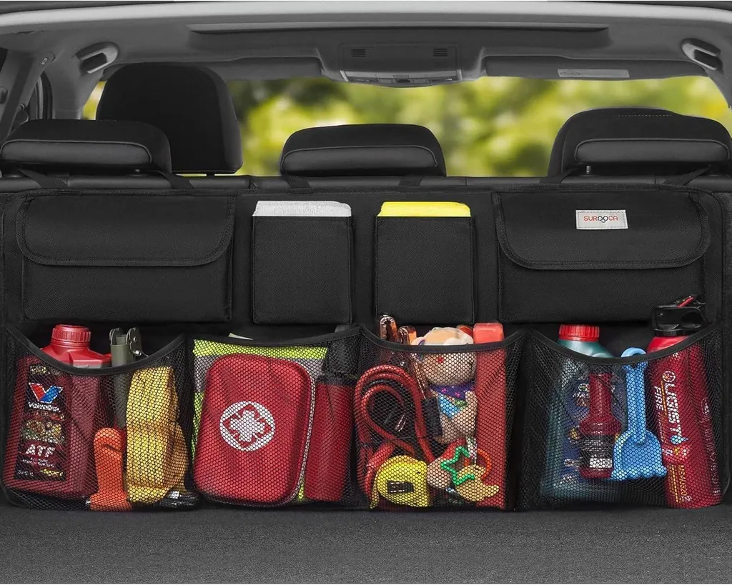 GPUSFAK Organizer Bagagliaio Auto 3 Scomparti + Borsa Termica Inclusa (Viola)