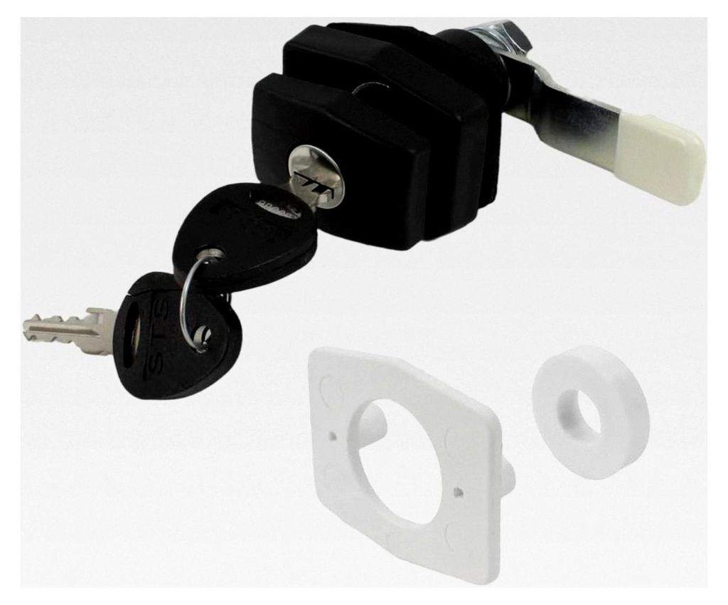 Push Lock Klappenschloss Hexagon in schwarz für Serviceklappen von Wohnwagen, Wohnmobil, Caravan und Boot