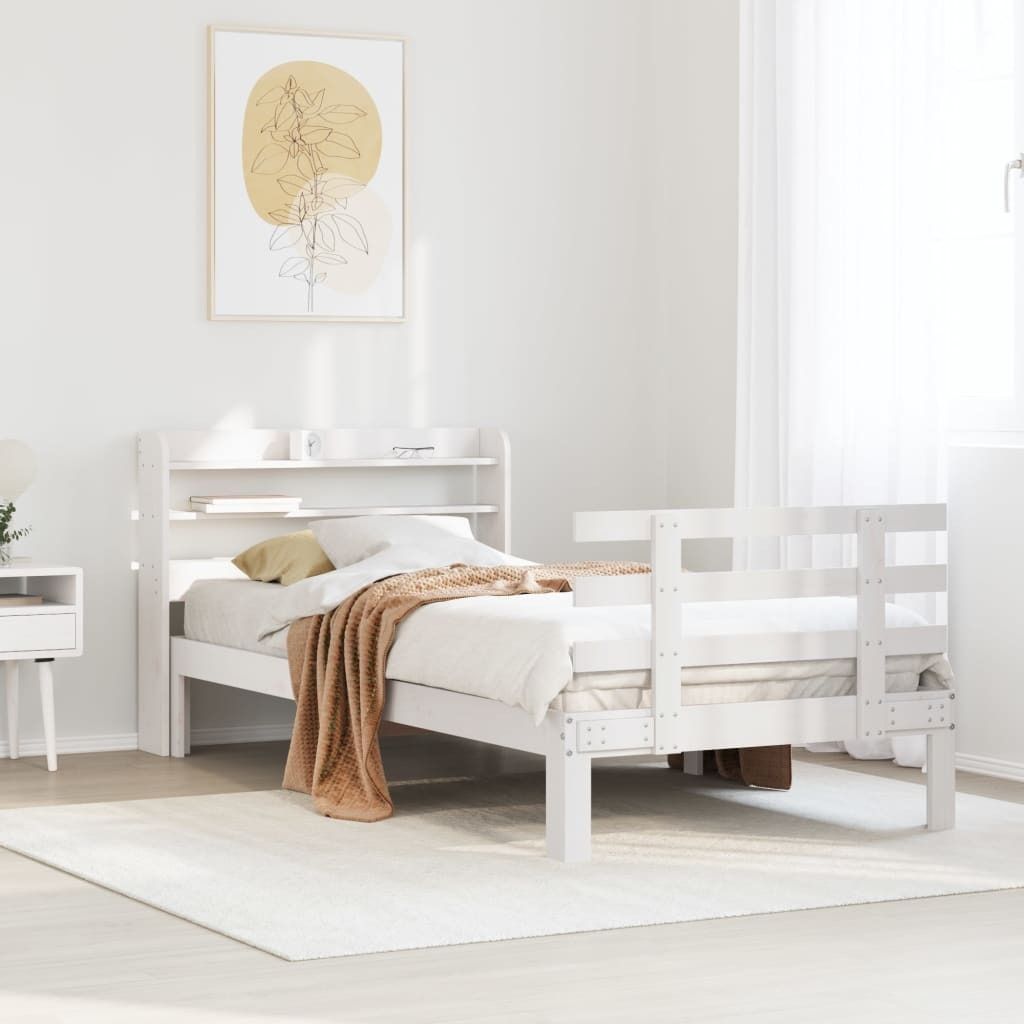 Maison Exclusive - Bettgestell mit Kopfteil ohne Matratze Weiß 75x190 cm