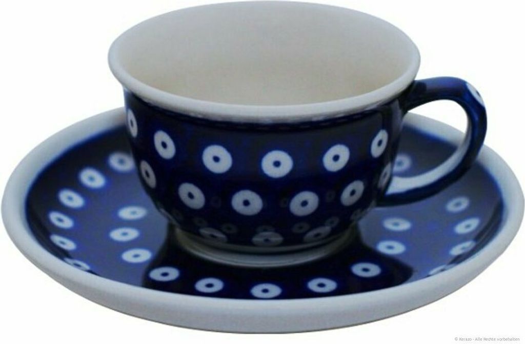 Original Bunzlauer Keramik 0,11 Liter Espresso Tasse mit Untertasse Ø8,5 cm im Design 42