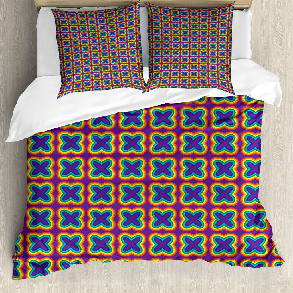 ABAKUHAUS Regenbogen Bettbezug Set für Einzelbetten, Multicolor Schmetterling, Milbensicher Allergiker geeignet mit Kissenbezug, 155 cm x 220 cm -...