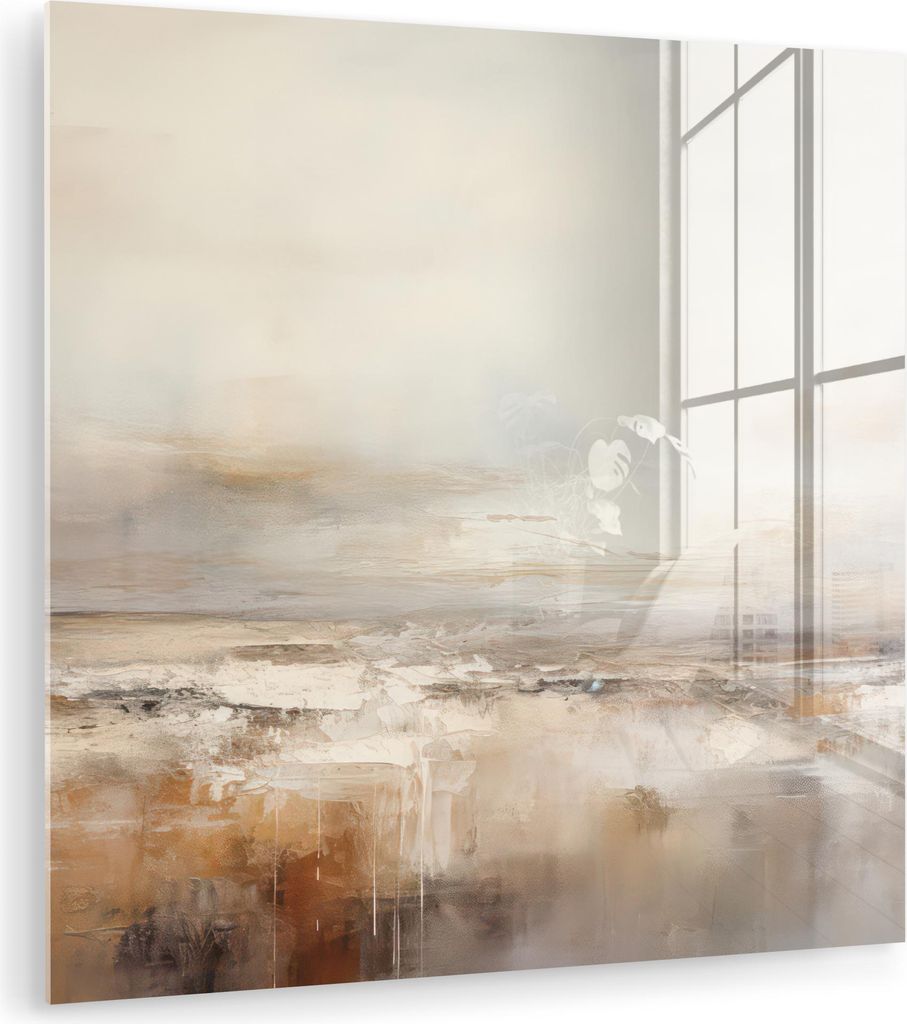 MuchoWow Glasbilder - Bilder auf Wandbild - Foto auf Glas Kunst - Industriell - Grau - Braun - Abstrakt 50x50 cm Wanddekoration aus Glas - Acrylgla...