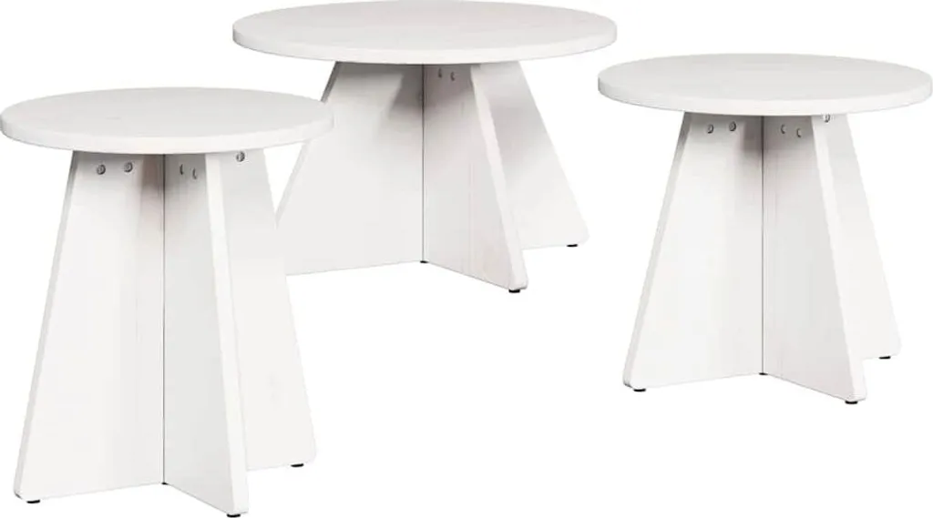 Tavolini a Incastro Bianco 49x49x30 cm - Legno Pino Massiccio vidaXL