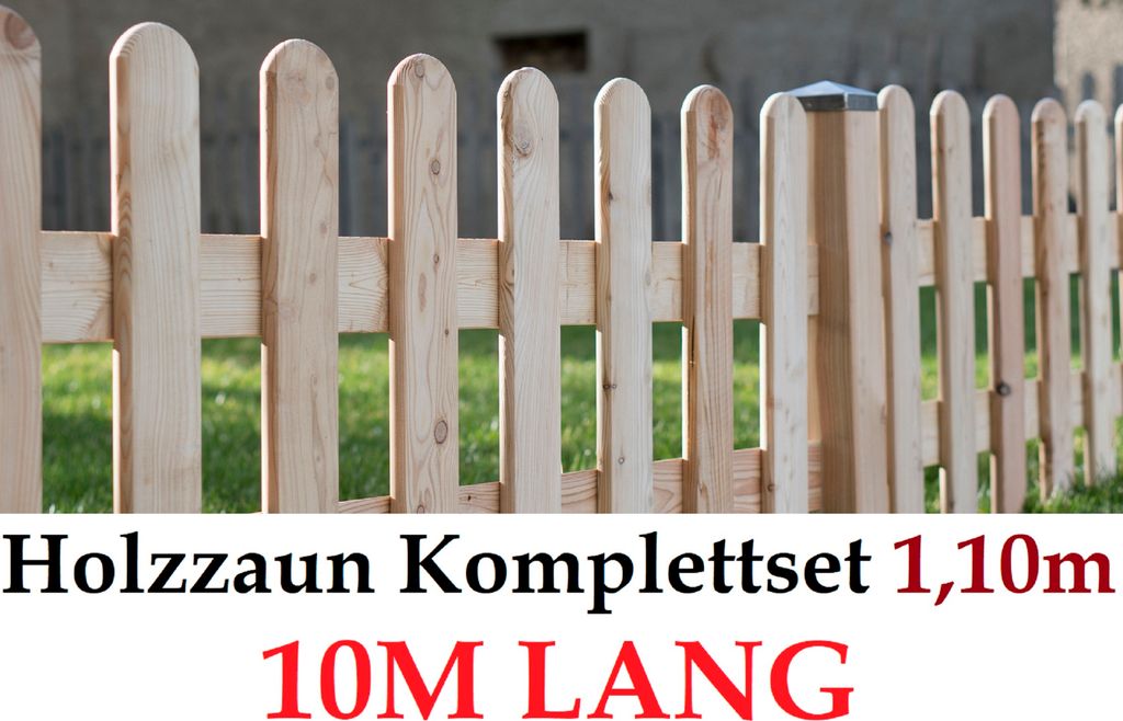 Gartenzaun 110cm x 10m Sibirische Lärche Form Zaun-Set