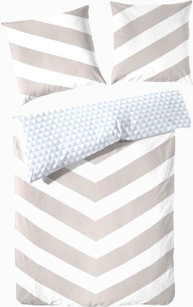 Hahn Renforcé Bettwäsche Baumwoll Renforce Wende Dreiecke Farbwahl 100% Baumwolle Reißverschluss Bettbezug Kissenbezug Bettzeug 155x220 cm Braun