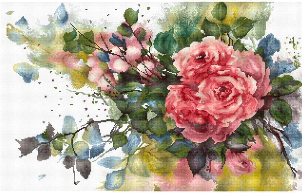 Luca-S Kreuzstich Set "Rote Rosen", Zählmuster, 44x28cm