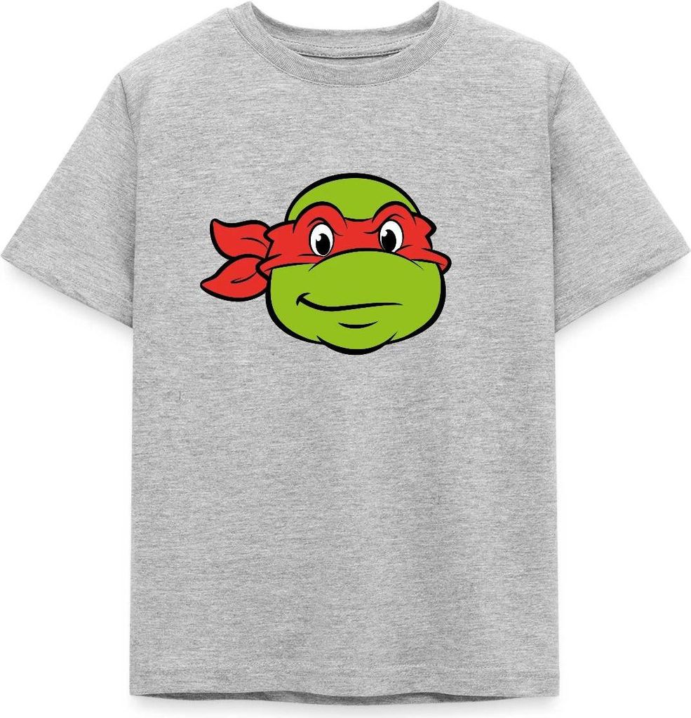 Spreadshirt Teenage Mutant Ninja Turtles Raphael Kostüm Karneval Kinder T-Shirt, 110/116 (5-6 Jahre), Grau meliert