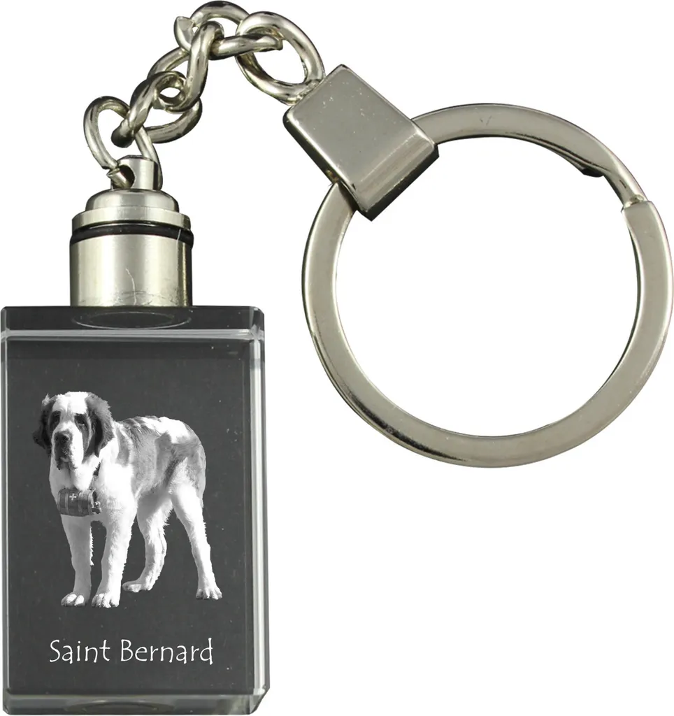 San Bernardo - Portachiavi in cristallo con foto del cane, portachiavi luminoso, regalo unico del marchio Art-Dog