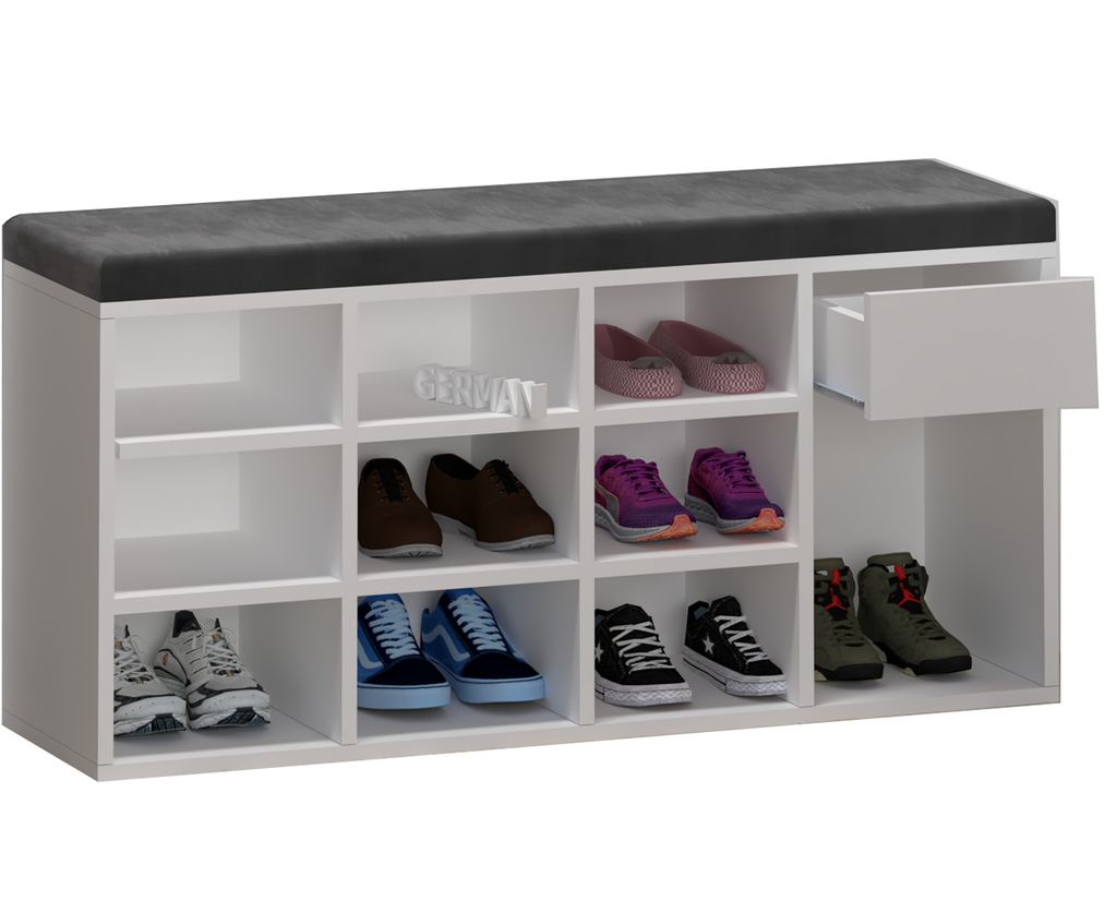 Schuhschrank mit Sitzbank POLSTER 100 cm – verschiedene Farben