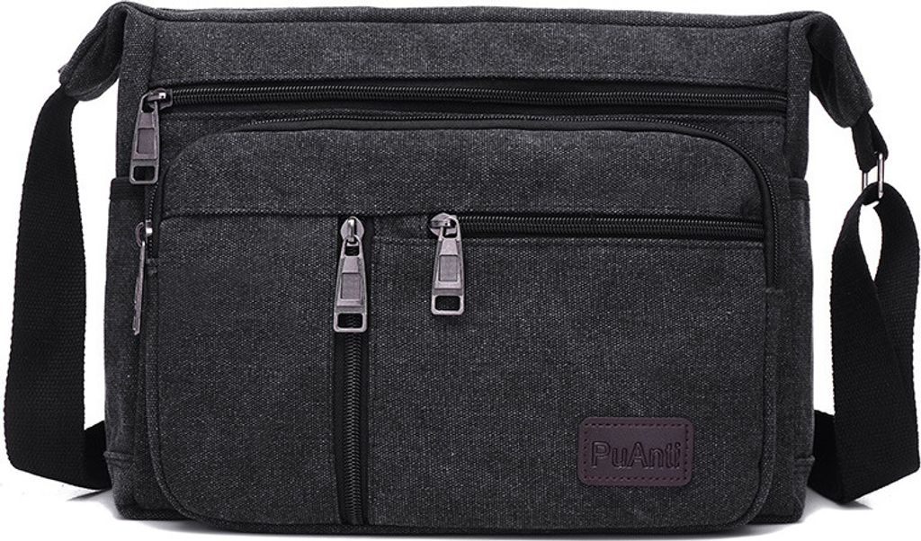 INF Herren Canvas Umhängetasche - Stilvolle und praktische Schultertasche Schwarz