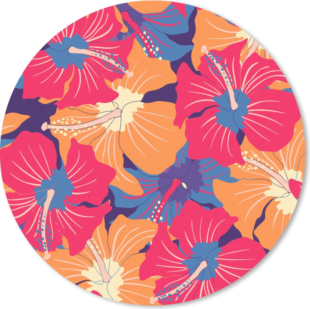 MuchoWow Mauspad Mousepad Sommer - Blumen - Hawaii - Muster 40x40 cm - Mousepads - Maus Mat - Pad - Mausunterlage - Schreibtisch Accessoires