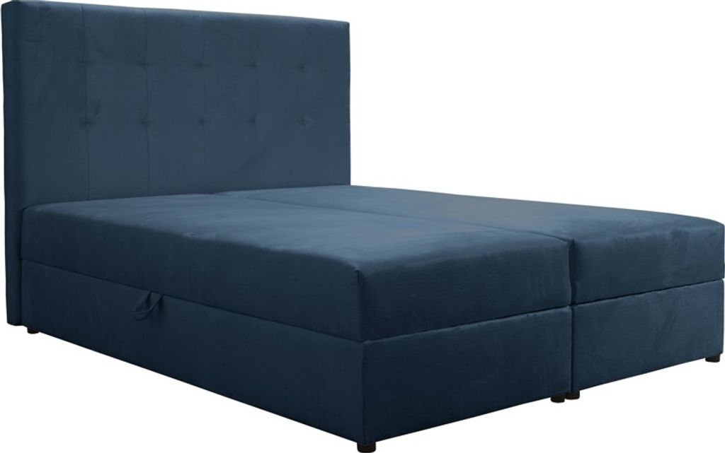 Kontinentales Bett 160x200 cm für Schlafzimmer Dream 160 Bonellfedern 2x Bettzeugkasten Blau Monolith 77
