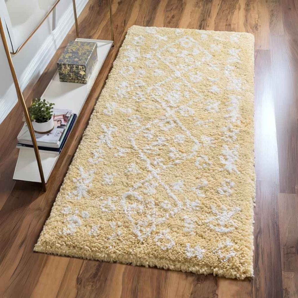 Teppich MARA Shaggy Läufer Gelb 80x185 cm