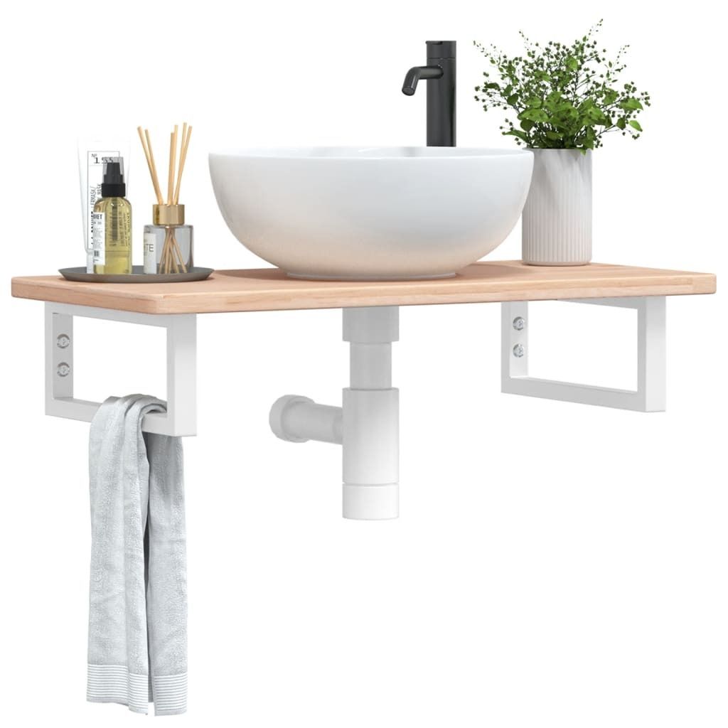 Maison Exclusive - Waschtischplatte mit Halterung Stahl und Massivholz Eiche