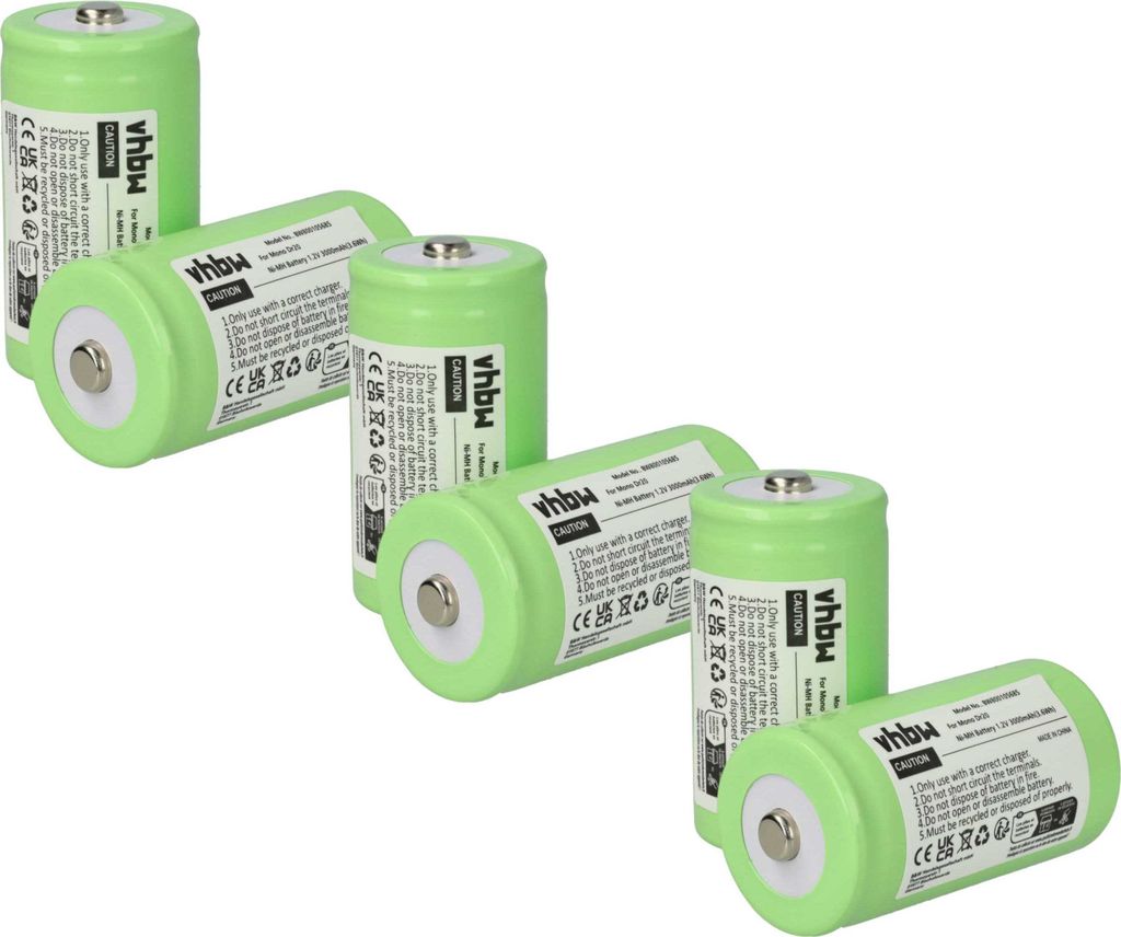 vhbw 6x Akku Ersatz für KR20, HR20, Mono D, R20, LR20 für Funkgerät, Walkie Talkie (3000 mAh, 1,2 V, NiMH)