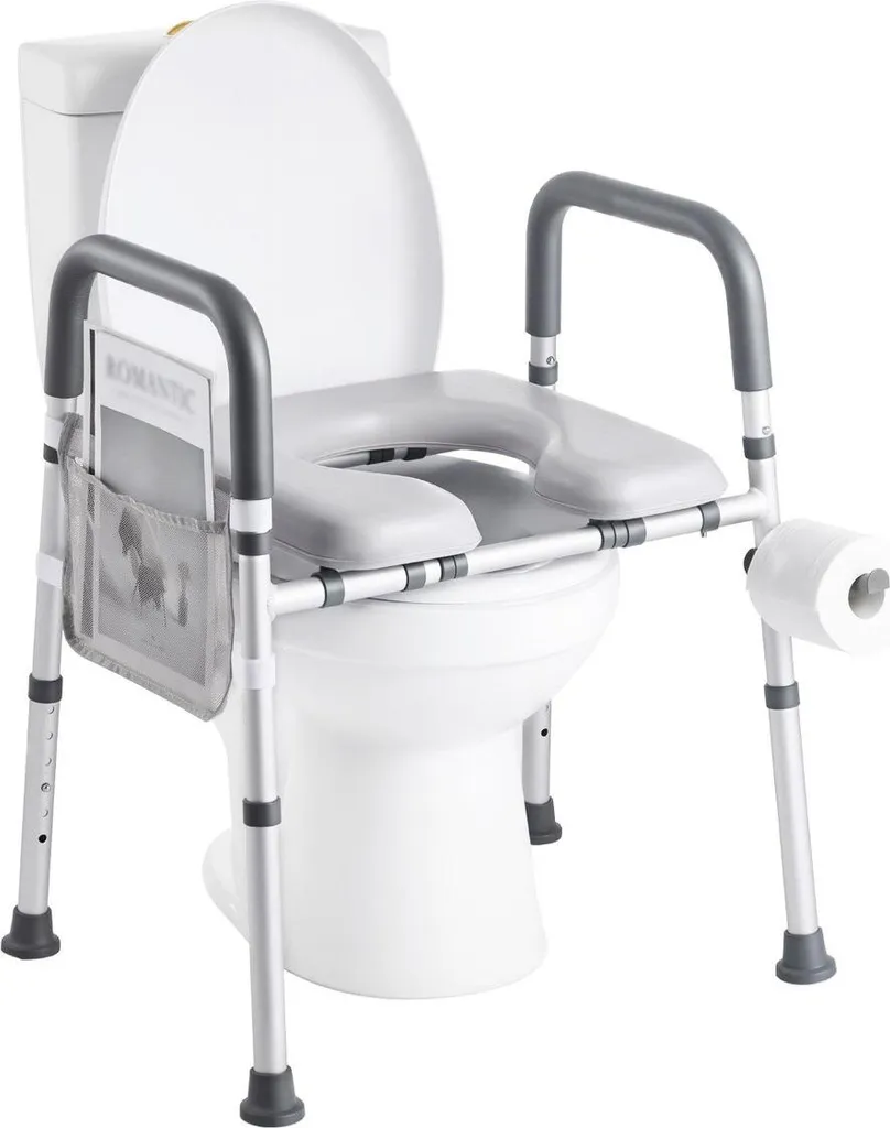 Rehausseur de WC avec poignées et coussin confort - Hauteur réglable