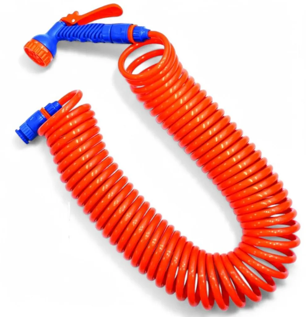 Kit d'arrosage spiralé flexible de 15 mètres avec pistolet multi-fonctions
