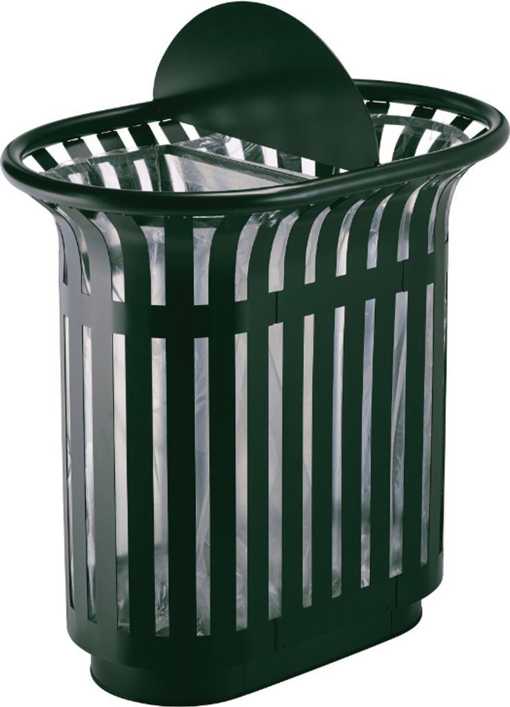 Tulipe Abfallbehälter 2x 60 L Stahl Farbvarianten mit und ohne Hinweisschild Rossignol , Farbe:Moosgrün, Ausführung:mit Hinweisschild