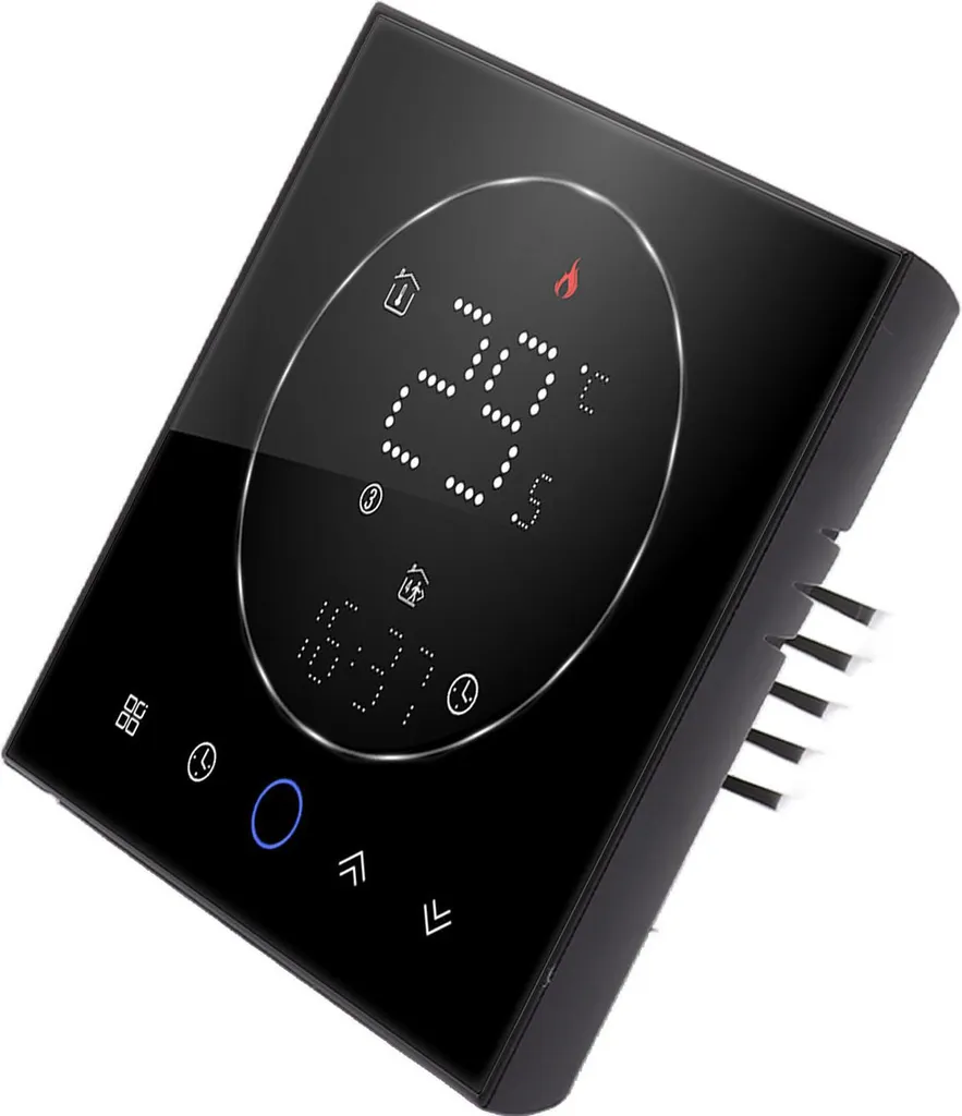 Thermostat intelligent programmable précis avec écran carré noir chic