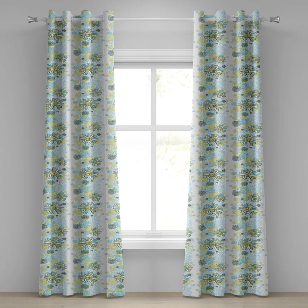 Tenda Floreale Chic ABAKUHAUS Turchese e Verde 280x225 cm