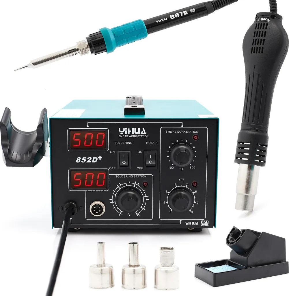 Station de soudage pour réparation électronique Yihua 852D+ air et piston