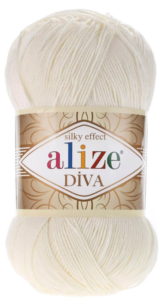 Strickgarn ALIZE DIVA Sommerwolle Häkelgarn Wolle Sommer Stricken Häkeln 62 creme