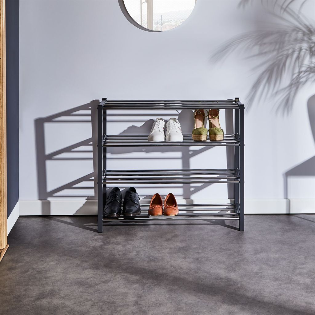 Schuhregal DUBLIN mit 4 Ablagen in grau. Robustes Produktbild 6