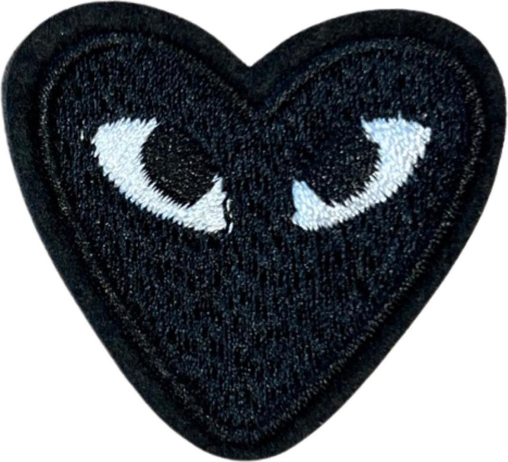 Herz-Herz-Augen-Emblem-Aufnäher zum Aufbügeln, Schwarz Produktbild 