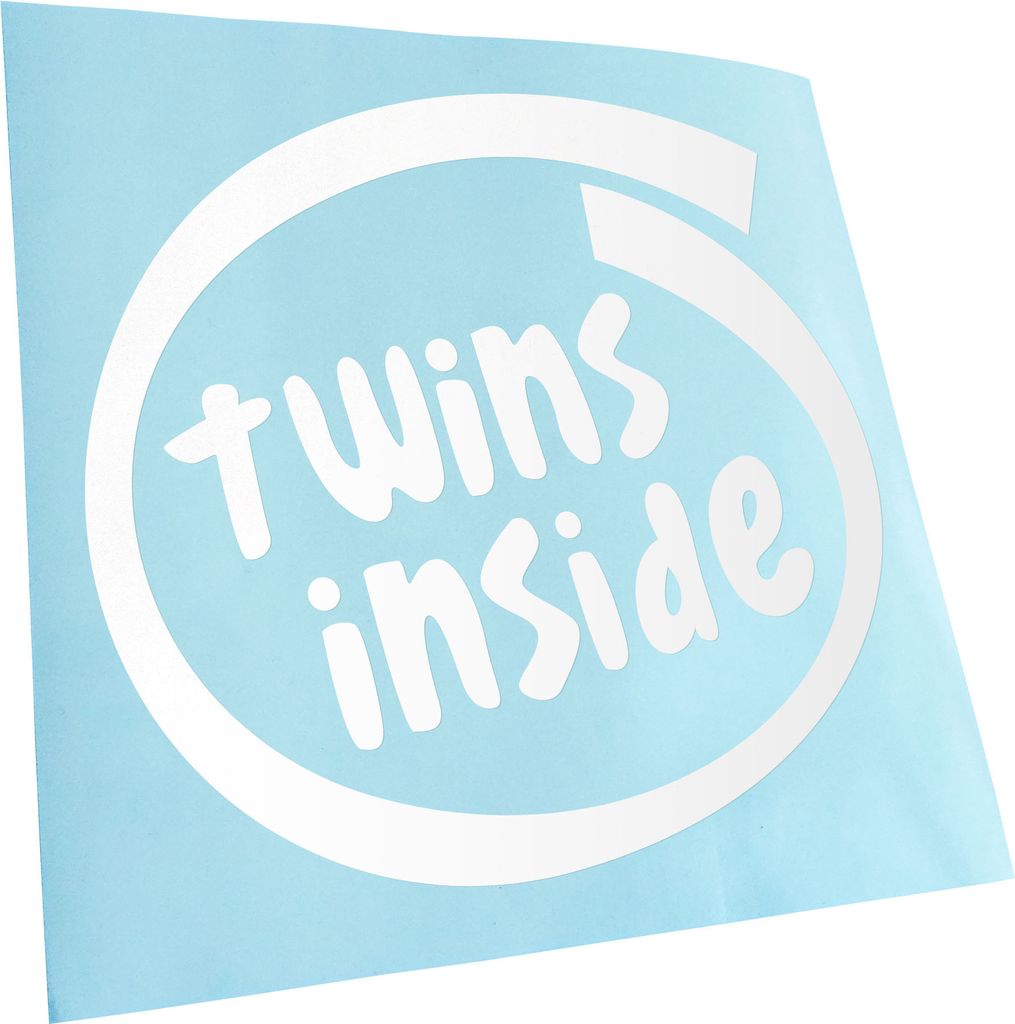 Kiwistar - Autoaufkleber - weiß - 40 x 40 cm - Twins Inside - Heckscheibenaufkleber - Aufkleber für Auto Kfz Fahrrad, LKW, Truck Mofa