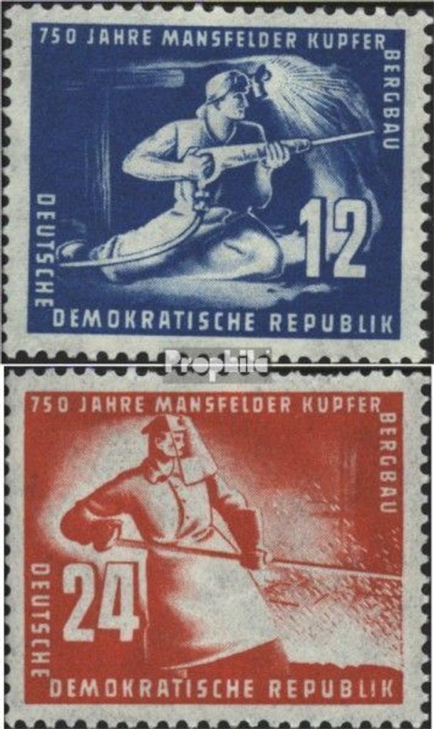 Briefmarken DDR 1950 Mi 273-274 (kompl.Ausg.) gestempelt 750 Jahre Mansfelder Kupferschieferbergbau