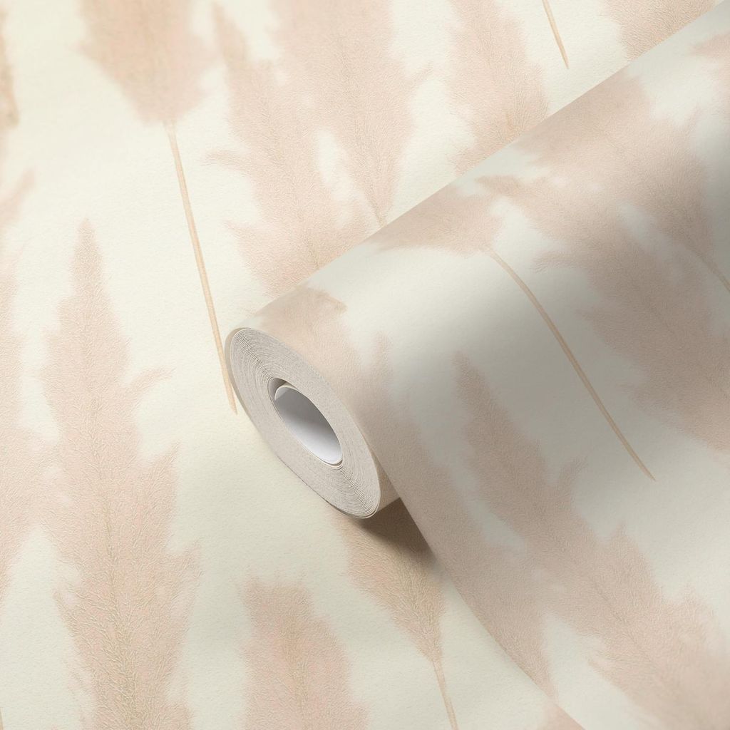 A.S. Creation | Florale Tapete | Vliestapete | Kollektion #Hygge | 386312 | Creme | 10.05 x 0.53 m | Schilfgras | Wohnzimmer | Flur | Büro | Küch...