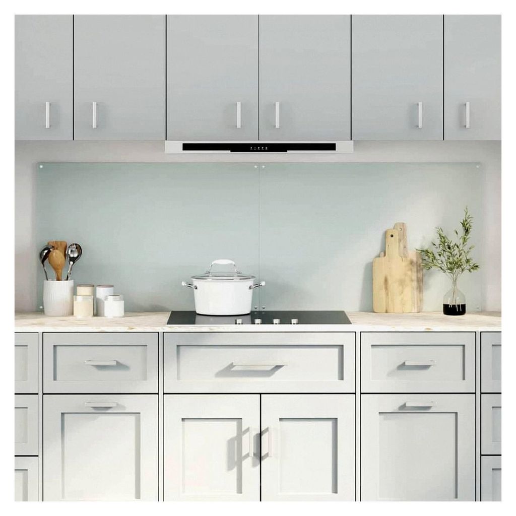 Küchenrückwand 2 Stück Weiß 90 x 60 cm Gehärtetes Glas, Moderne Küchenrückwand, hitzebeständiger Glas-Schutz, schlankes Upgrade für den Ko...