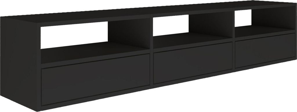 Selsey Framme – hängendes TV-Board mit drei Klappen und Produktbild 