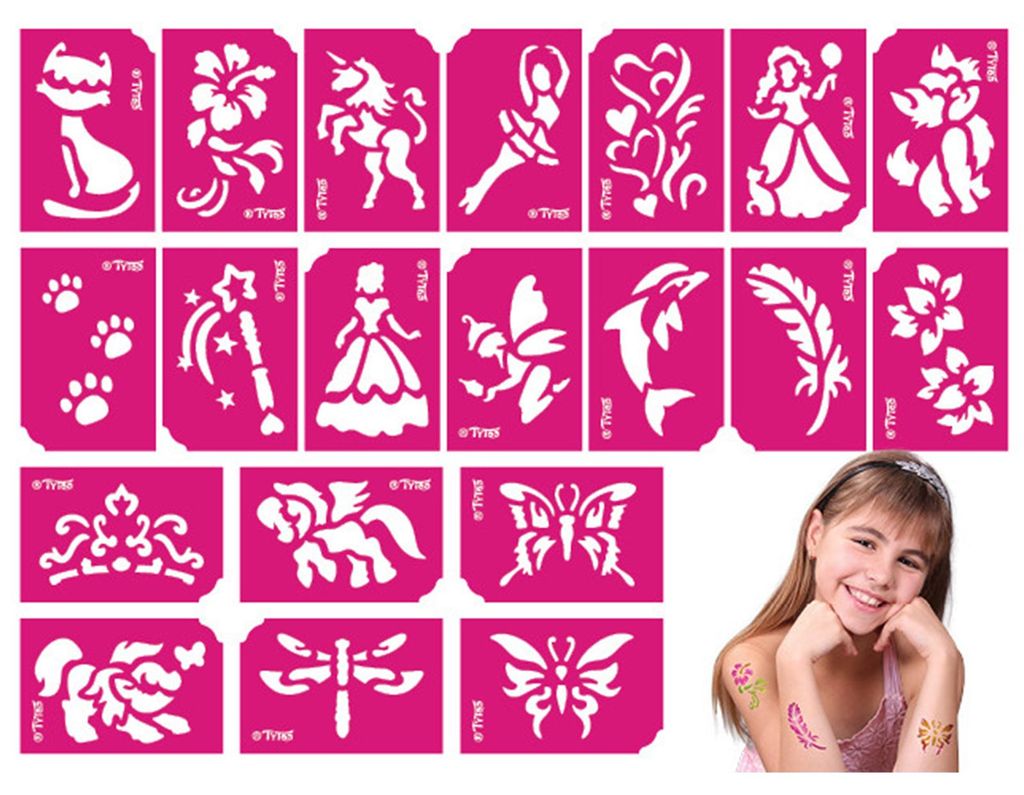 Tytoo. Set di stencil per tatuaggi Princess Immagine del prodotto 