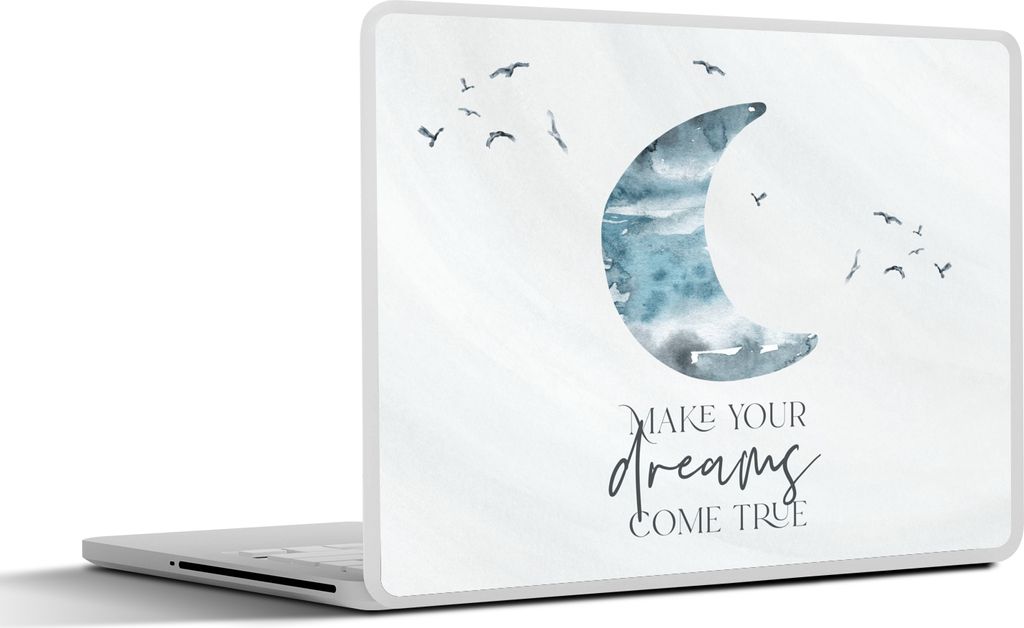 MuchoWow Laptop Aufkleber Sticker Cover Kinder - Mach deine Träume wahr - Sprichwörter - Jungen - Blau - Aquarell 36.5x27.5 cm - Laptop-Sticker