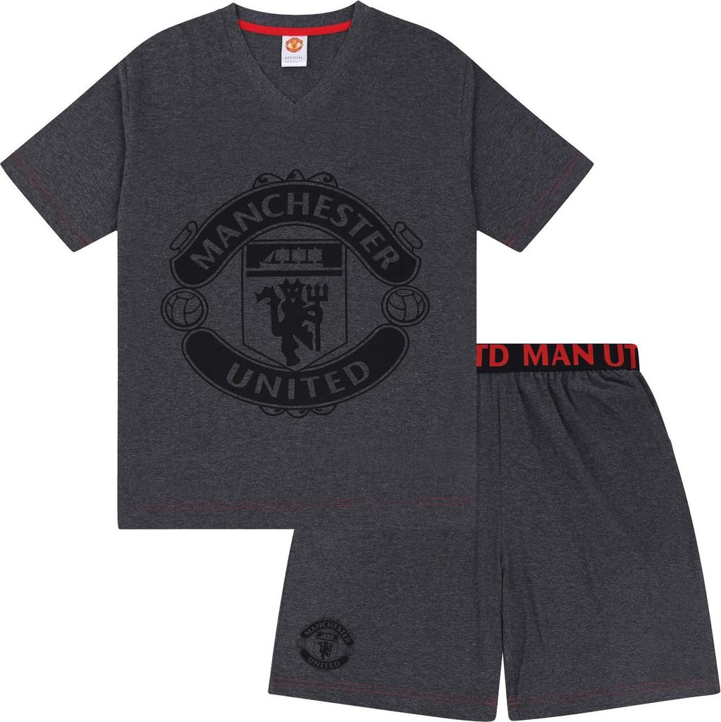 Manchester United FC - Schlafanzug mit Shorts für Herren GF962 (S) (Grau)